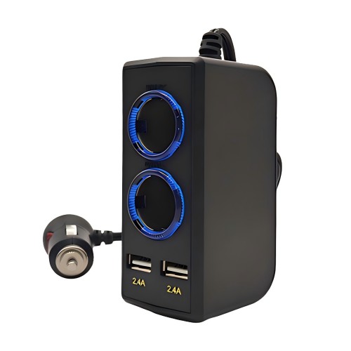 Dual-hole dual USB cigarette lighter (120W)