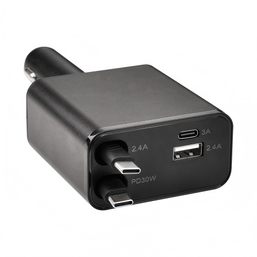 Car charger extension cable USB+Type-C 30W